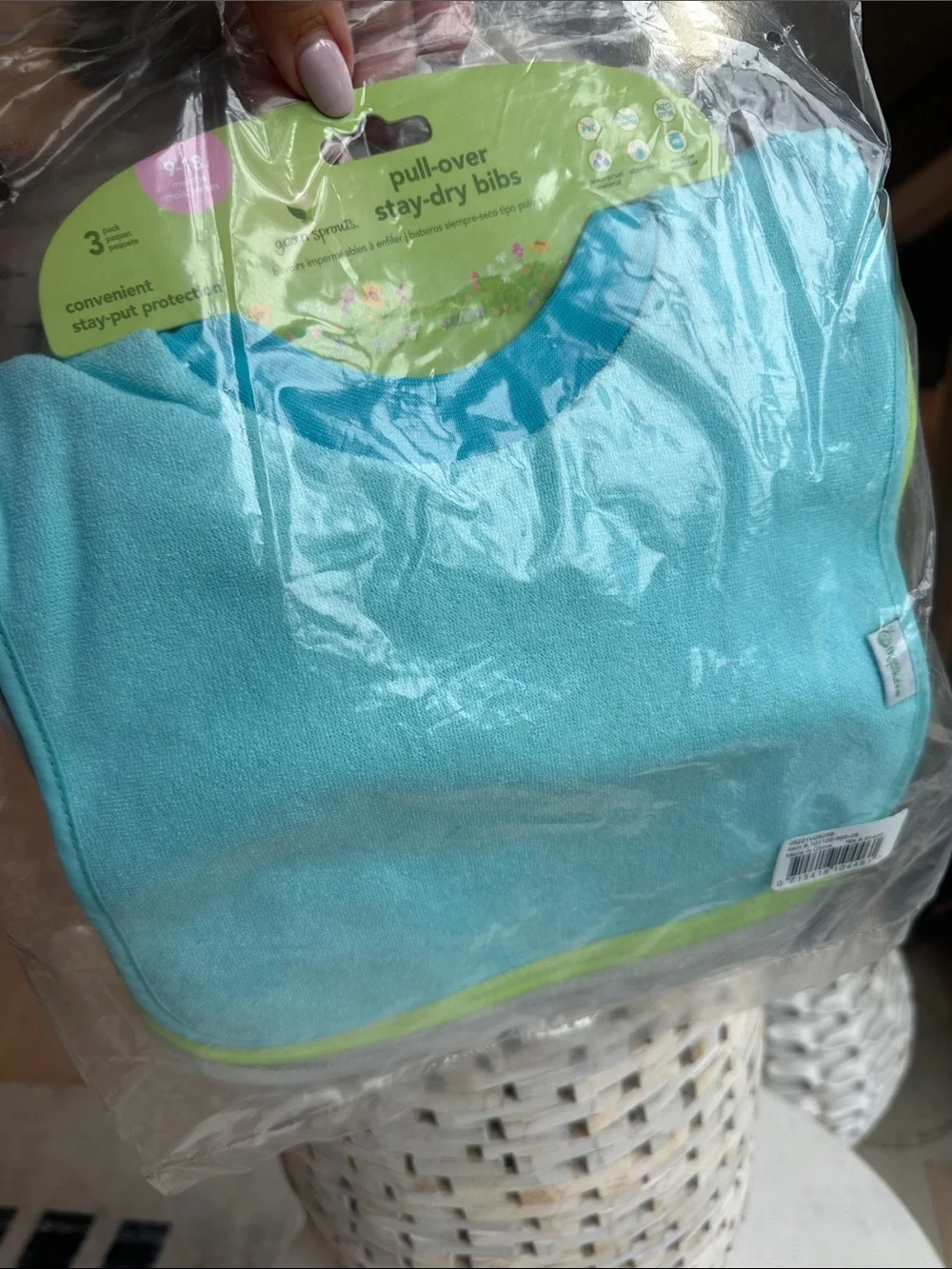 Aqua Pull-Over Stay-Dry Baby Bib (3-Pack)
